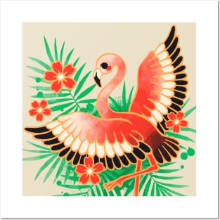 Sakura flamingo Posters and Art